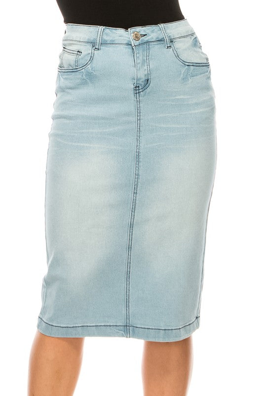 Joni Denim Skirt-Light Indigo Wash