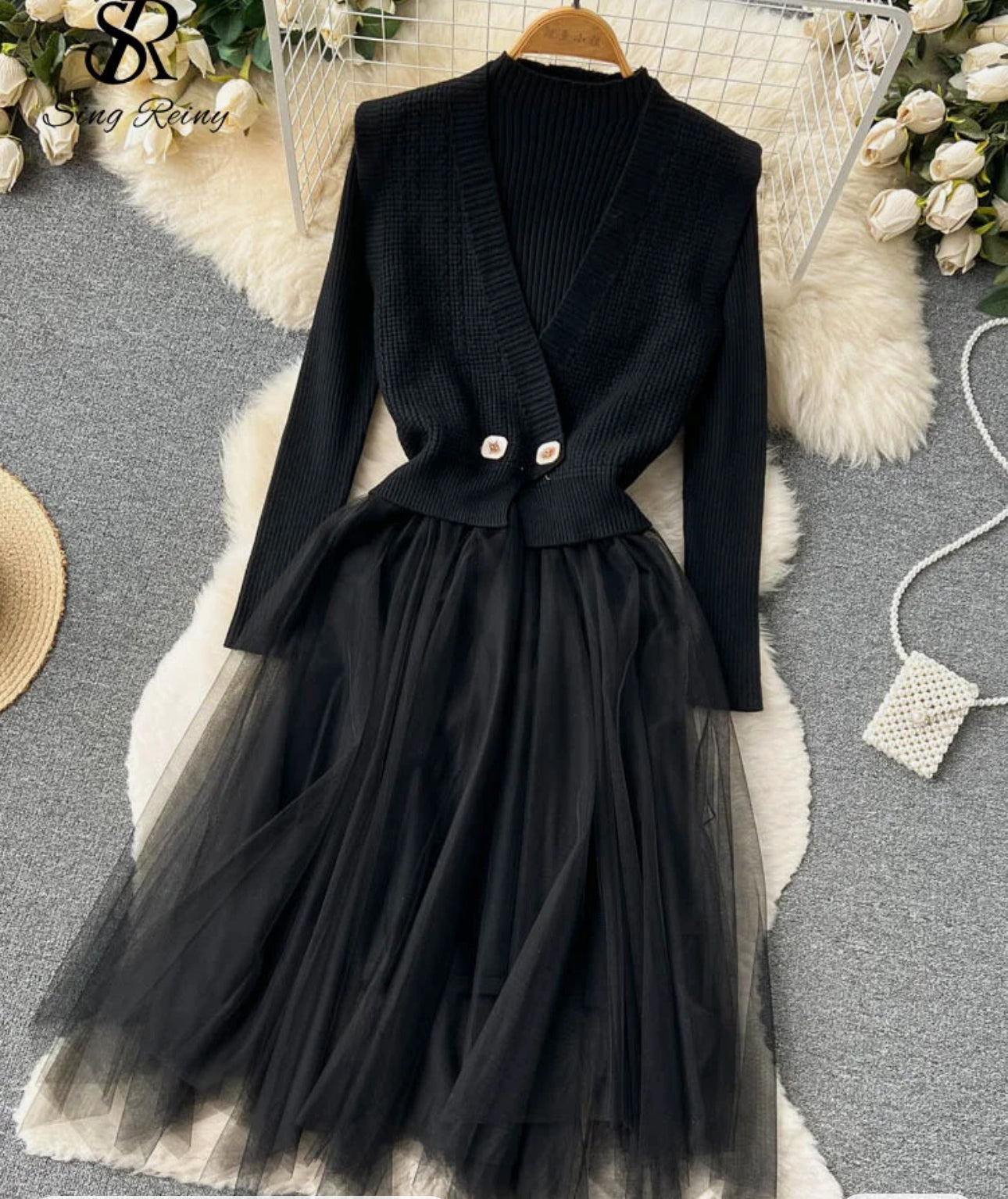 Jennifer Dress and Vest-Black