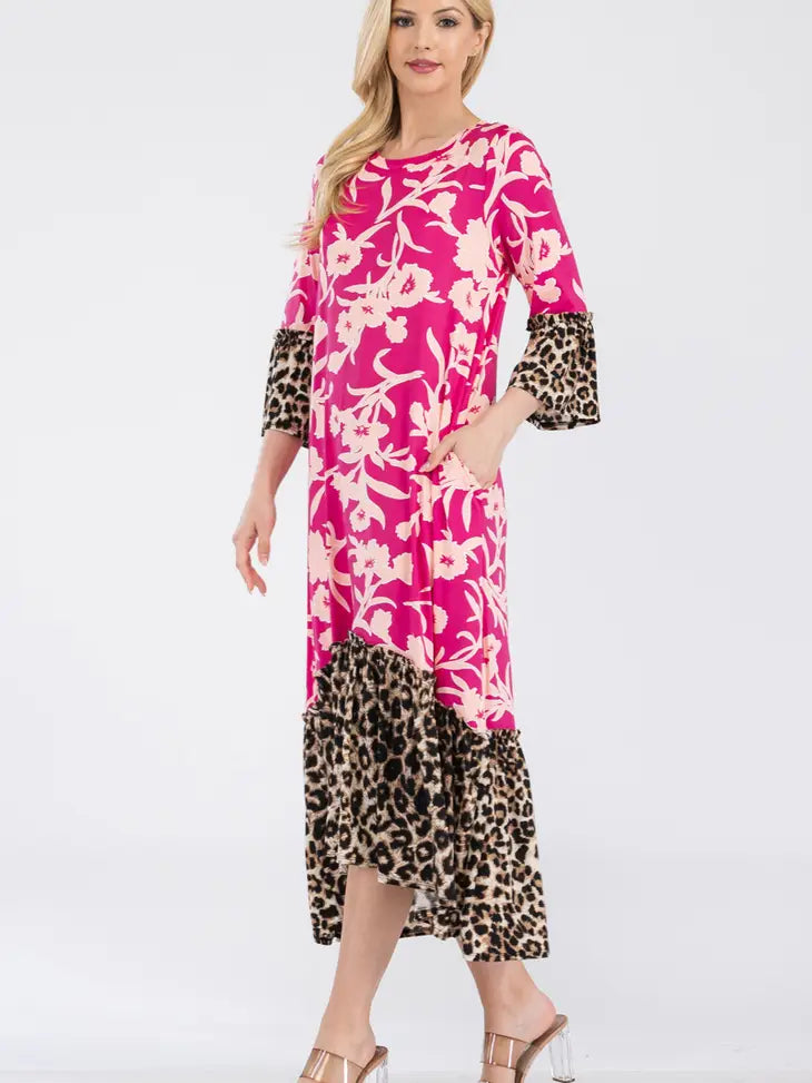 Nylah Dress-Fuchsia Leopard – Be Modest Boutique