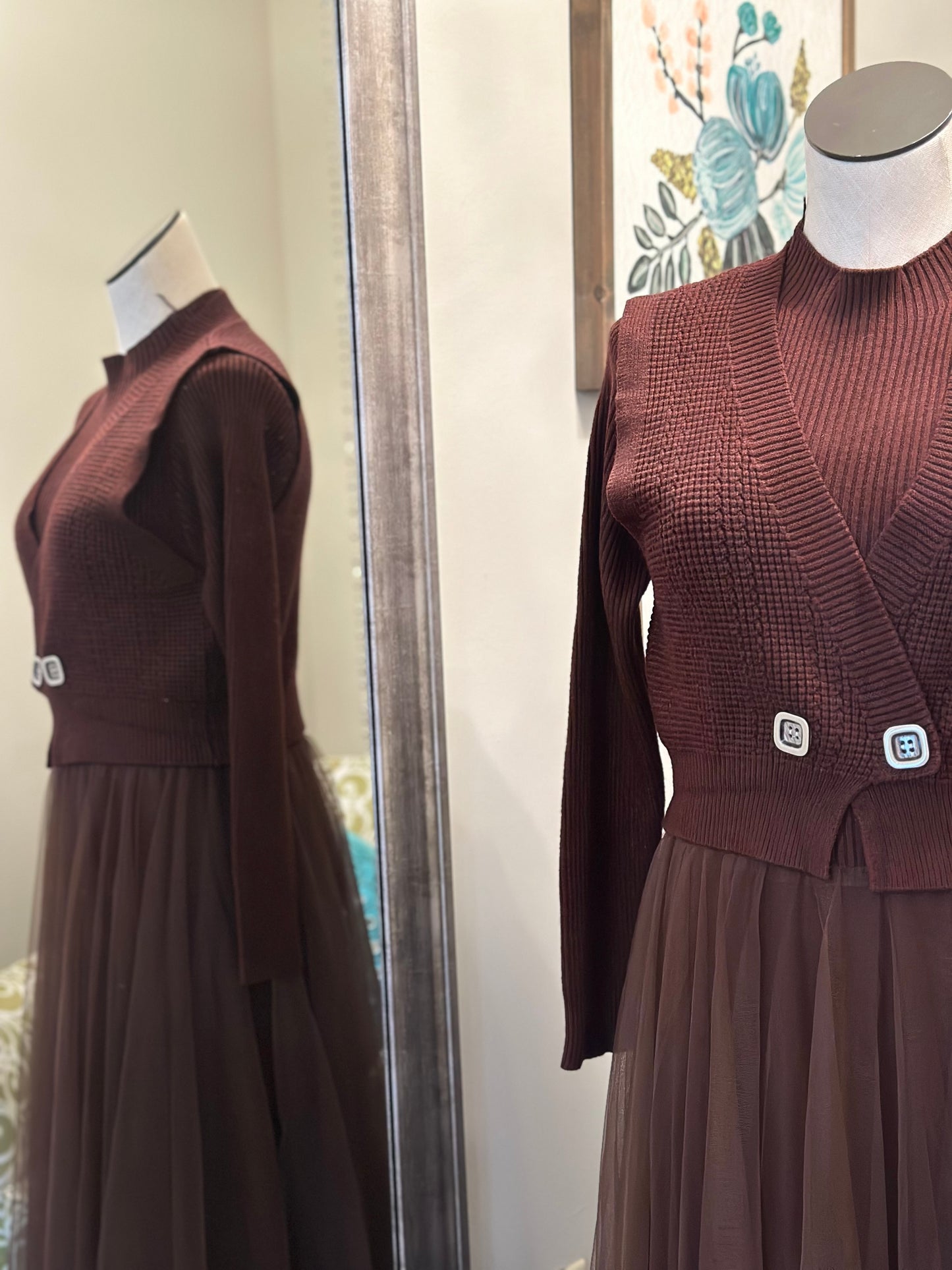 Jennifer Dress and Vest-Brown