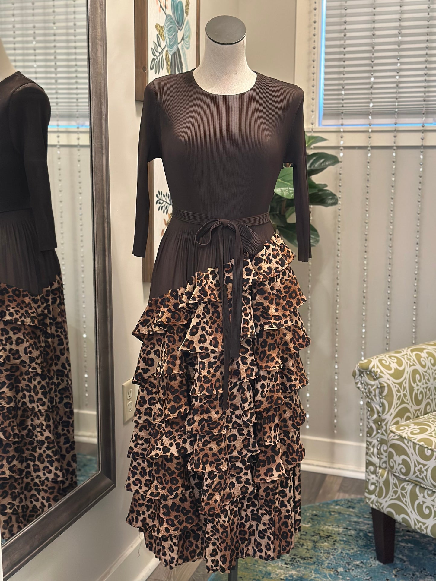 Emery Leopard Dress-Brown