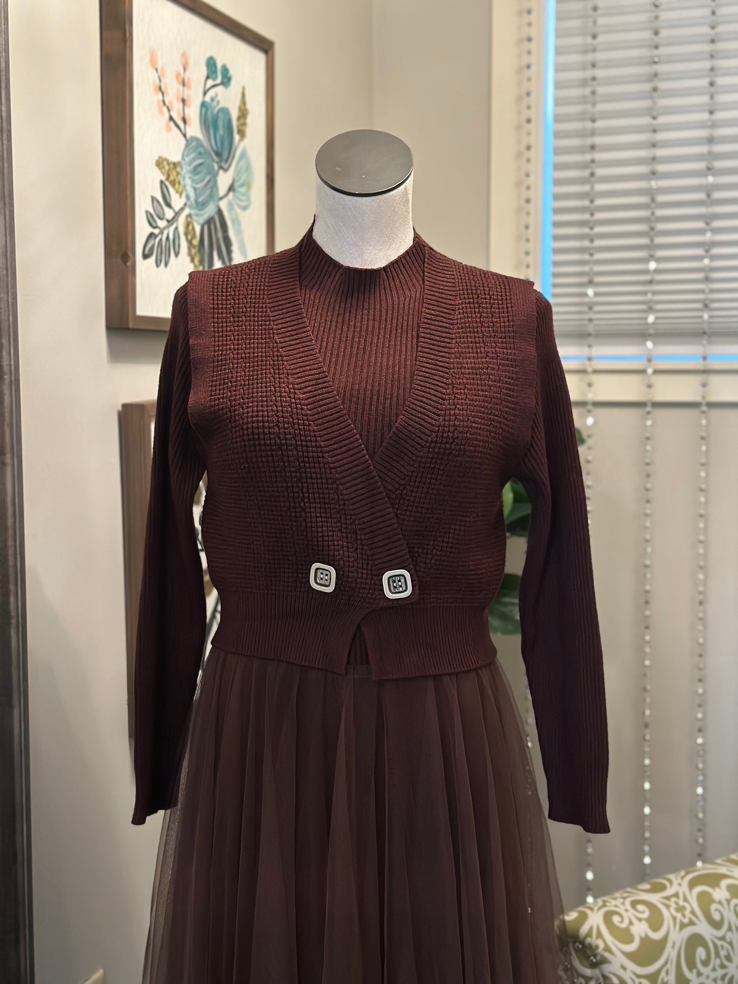 Jennifer Dress and Vest-Brown