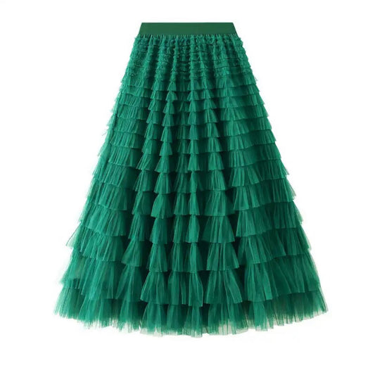 Mesh Tiered Skirt