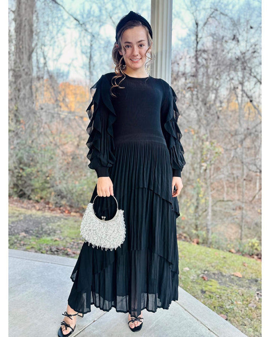 Georgia Ruffle Dress-Black