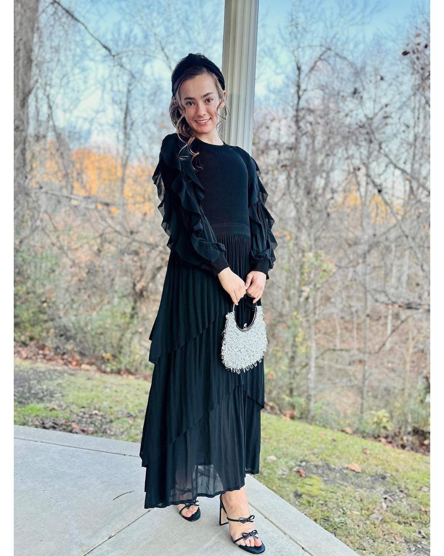 Georgia Ruffle Dress-Black