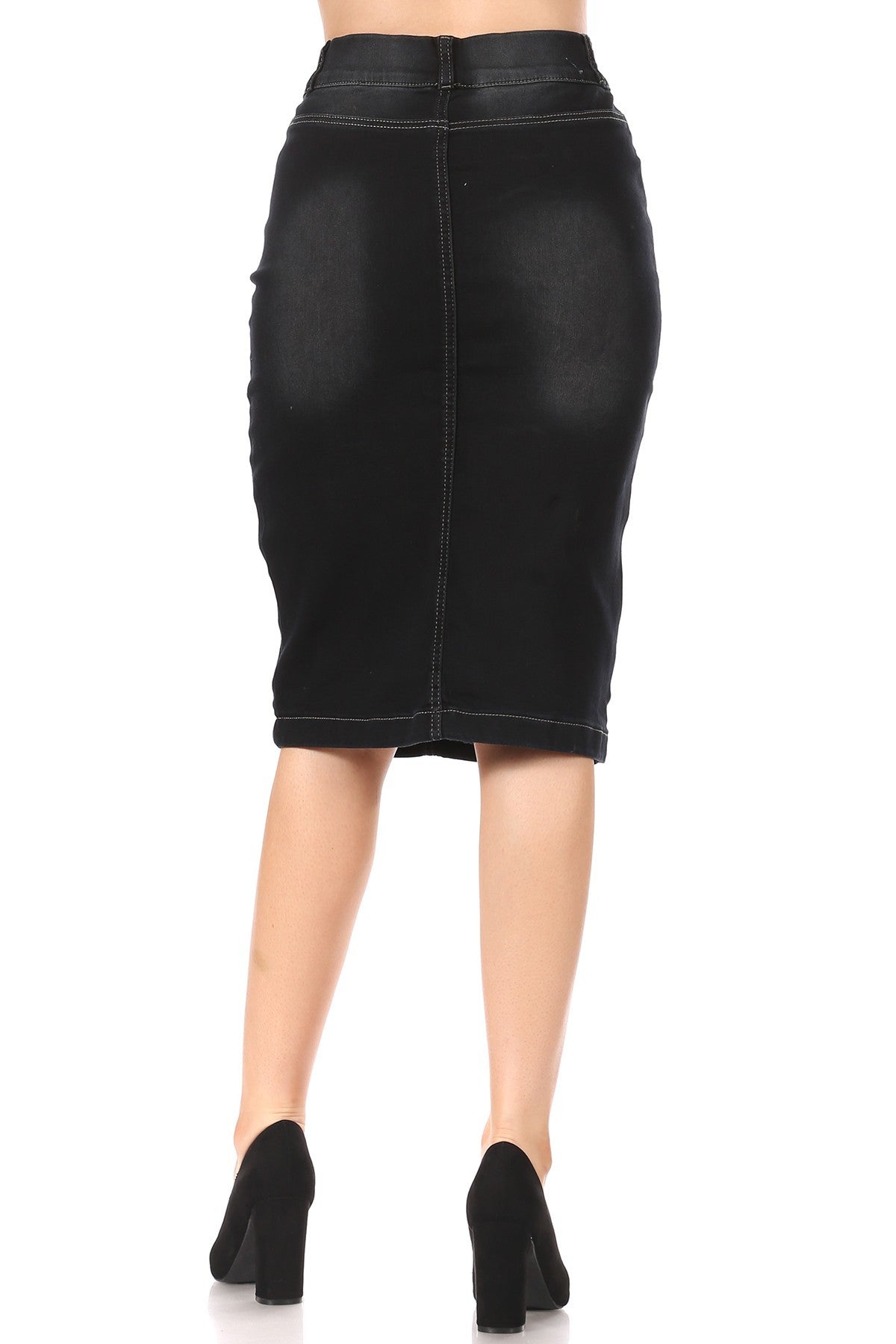 Rita Black Wash Denim Skirt